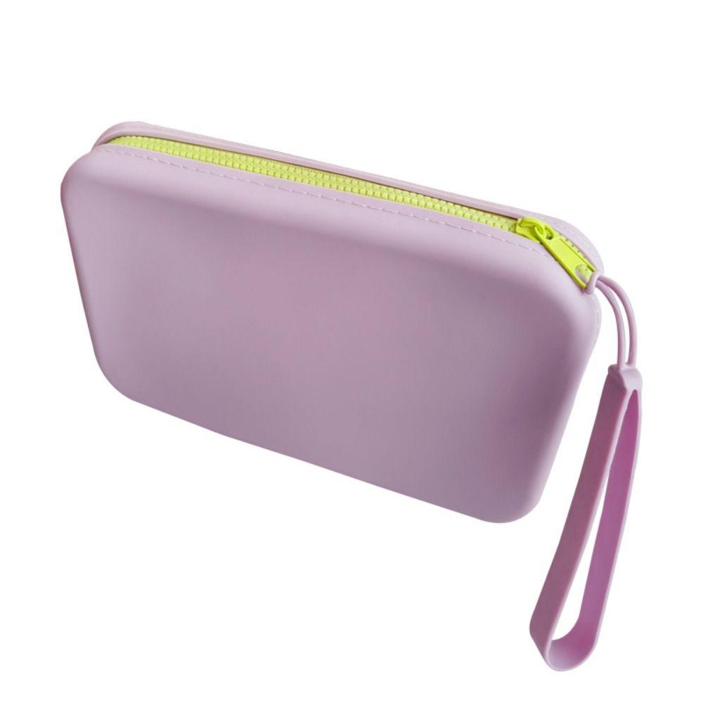 Small Square Travel Passport Bag Waterproof Data Cable Coin Purse Silicone Cosmetic Bag Handbag