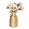 Vase en céramique rayé 15 x 26 cm beige
