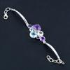 Браслет из драгоценных камней с натуральным аметистом и голубым топазом, серебро 925 пробы, браслет с шипами, ювелирные изделия ручной работы для женщин