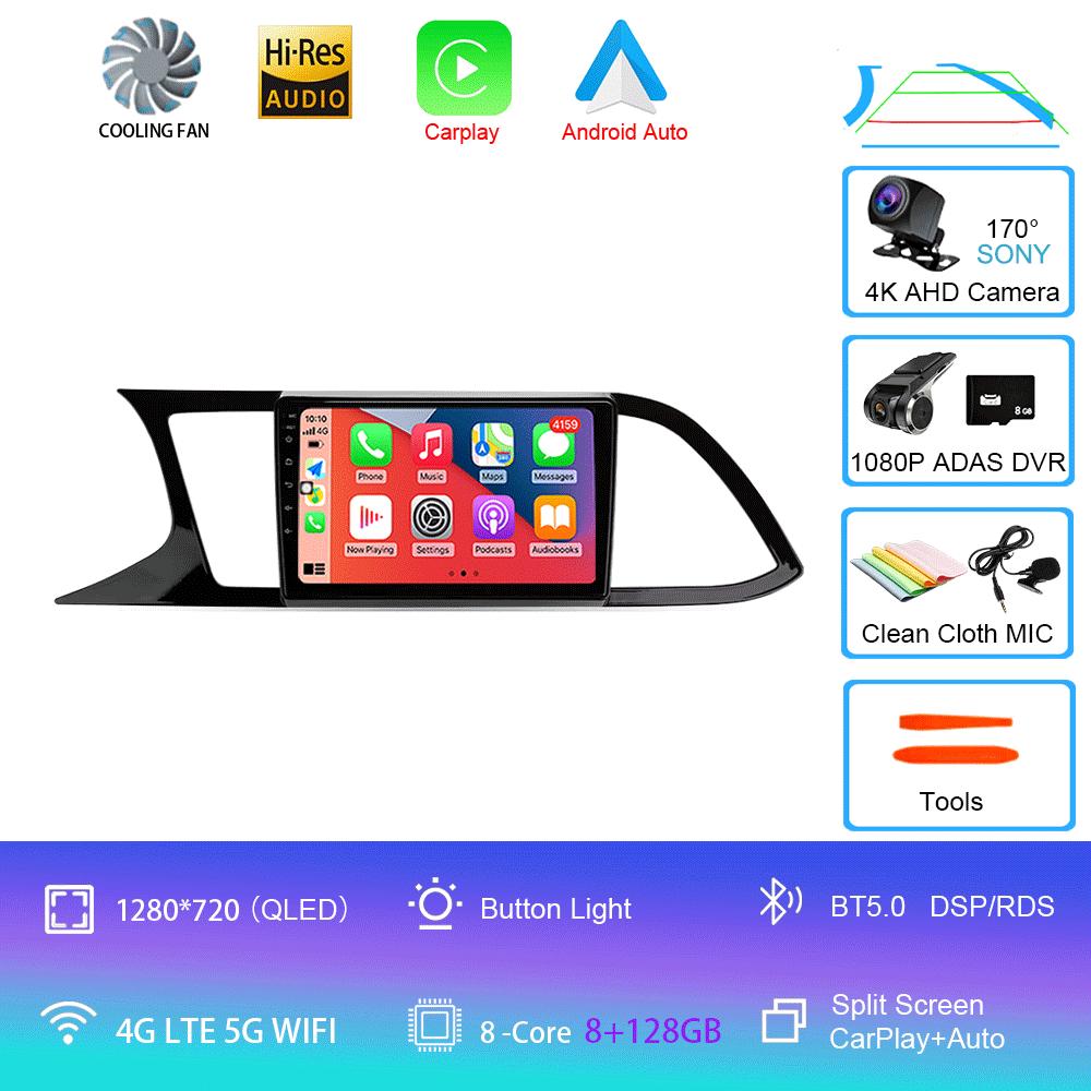 Android 14 Carplay для Seat Leon 3 2012 2013 2014 2015 - 2020 Навигация GPS Мультимедиа Автомобильный Радиоплеер стерео Wi-Fi+4G Auto BT