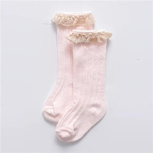Носки для маленьких девочек, весенне-осенние полосатые кружевные детские длинные носки принцессы, повседневные спортивные носки для детей от 0 до 5 лет