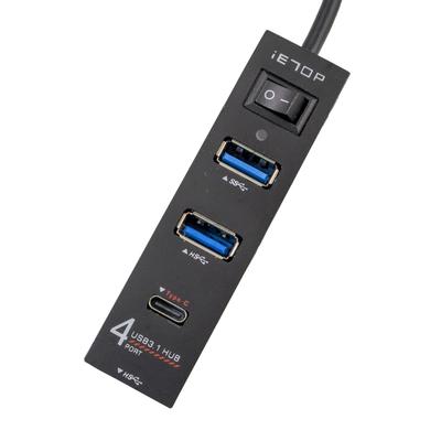 Компактный USB-хаб с переключателем Черный USB-хаб кабель 25 см передача Вход Тип A Выход Тип A x 3 Тип C x 1 3.1+ USB2.0 4-портовый Высокоскоростной