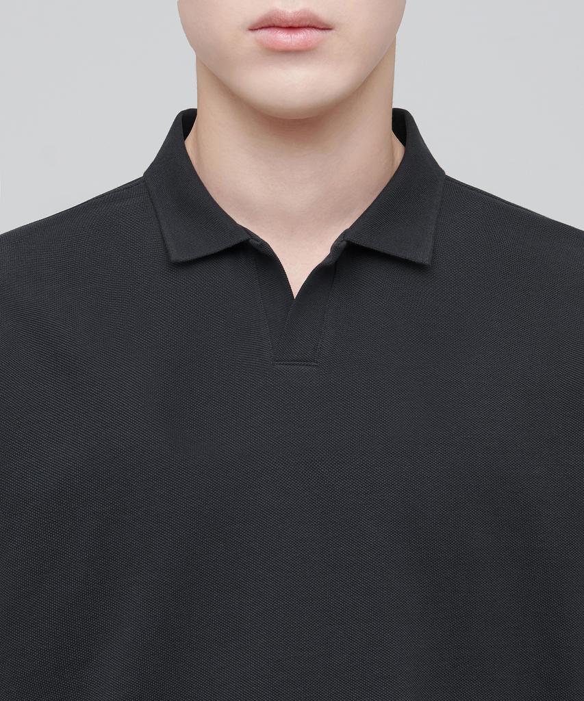MUSINSA STANDARD Slit Neck Pique Polo Shirt [Dark Grey]