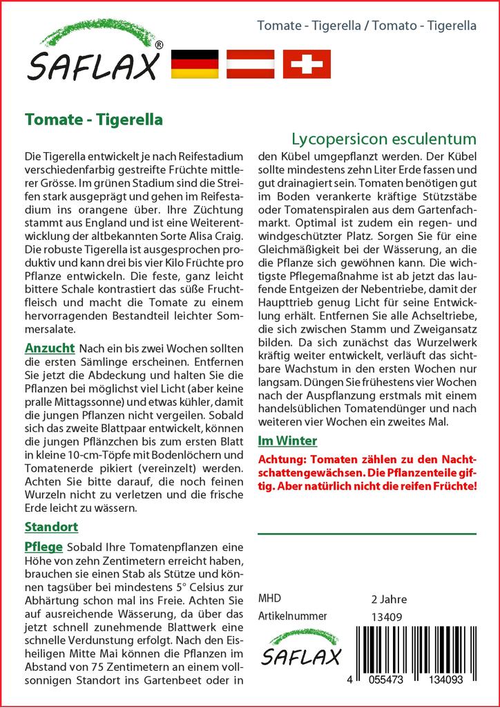 SAFLAX Помидор - Тигерелла - 10 семян - Lycopersicon esculentum