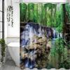 Nature Shower Curtain Tropical Forest Waterfall Scenery Greenery Landscape Spring Outdoor Scenery Shower Curtain, Bathroom Decor