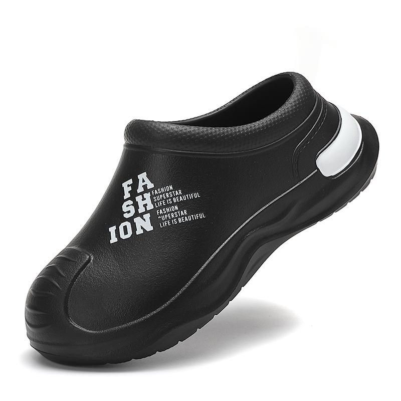 Модная мужская обувь шеф-повара, нескользящая и маслостойкая рабочая обувь, ленивые тапочки, повседневные трендовые тапочки, модные садовые туфли на один шаг для пляжа