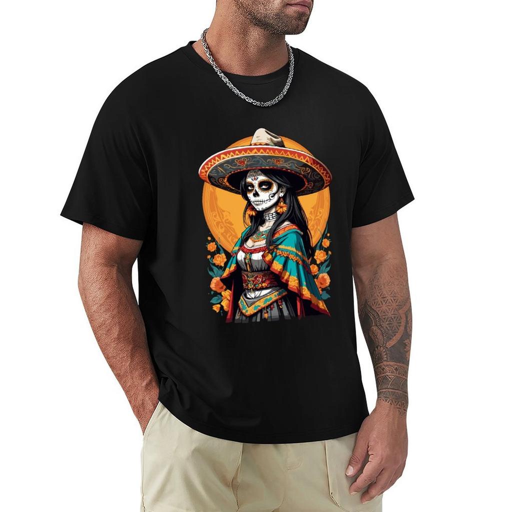 Iconic Sugar Skull Mexico Skull Streetwear TShirt Casual Daily Outfit TShirt