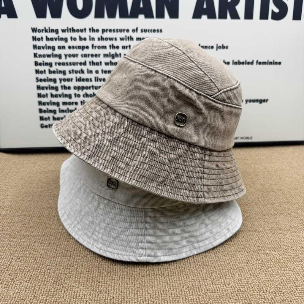 Street versatile old bucket hat men's and women's metal standard breathable and comfortable summer casual versatile basin hat