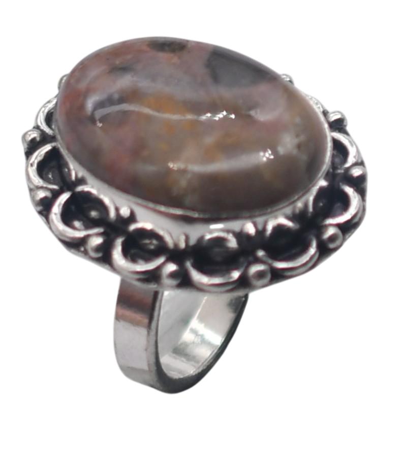 Wood Jasper Natural Gemstone Antique Silver Ring US Size-5.5 R 4962