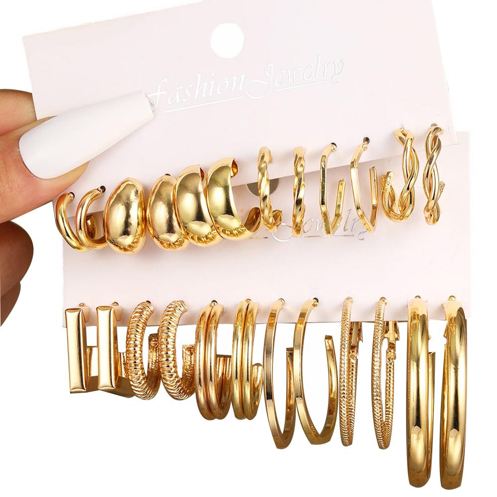 17KM Gold Color Vintage Circle Hoop Earrings для женщин и девочек, простые модные геометрические серьги-подвески, модные украшения для вечеринки