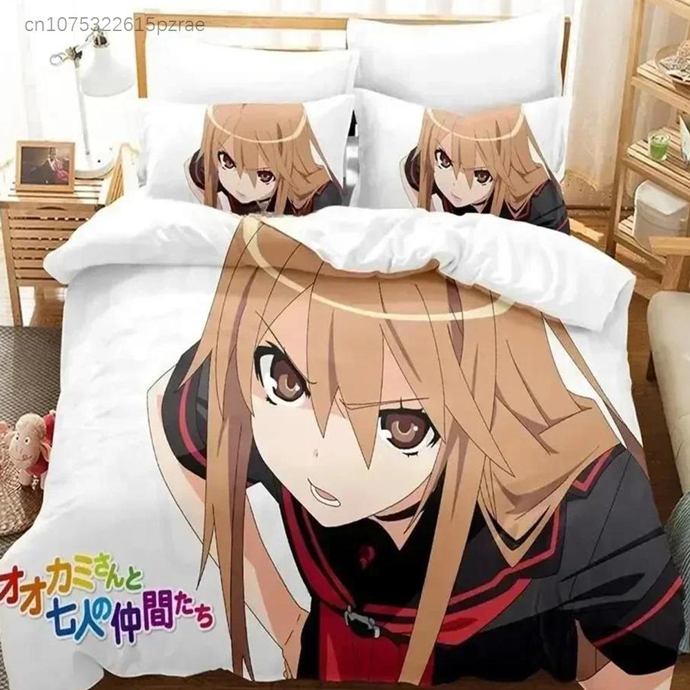 Постельный комплект Ookami-san To Shichinin No Nakama-tachi с принтом, наволочка, пододеяльник для кровати, мягкое постельное белье размера Квин и Кинг, для дома