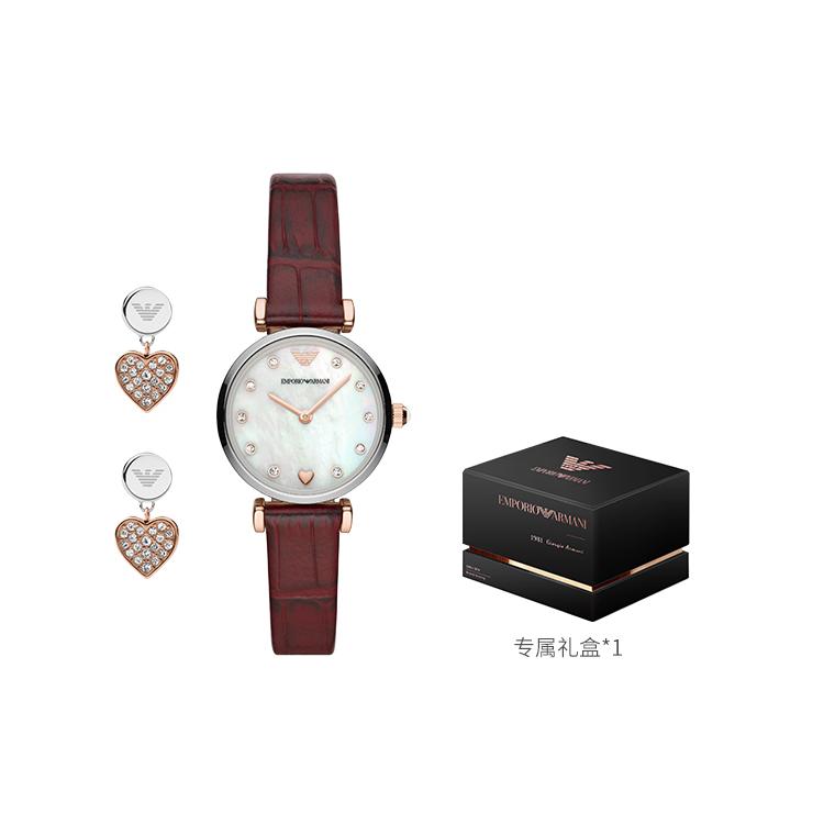 Emporio Armani Колесо обозрения Коллекция Baby's Breath Наручные часы Кварцевый механизм Кожаный ремешок 28 мм AR80040