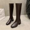Fashion 2025 Women's Shoes Winter Soft Leather Long Boots Woman Shoes Slim Woman High Boots Fashion Women Knee-High Boots High Heel