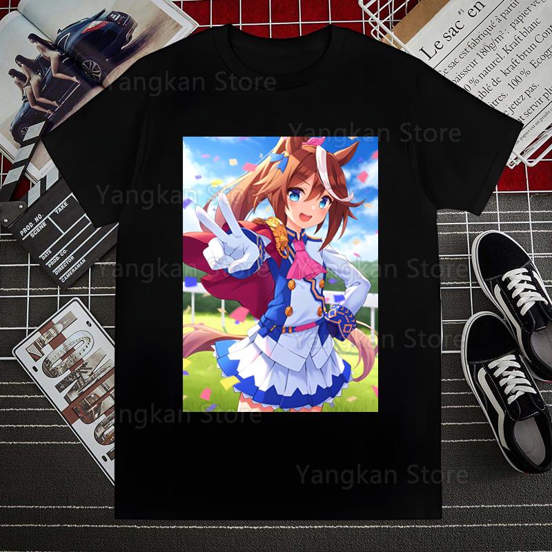 Uma Musume Pretty Derby Умамусуме Летняя Модная Рубашка Футболка с Графикой Женские Топы Базовые Футболки с Круглым Вырезом Забавные Футболки для Девочек