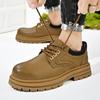 Outdoor British Style Round Toe Leather Shoe Men Oxfords Business Formal Men Leather Shoes Office Formal Men Work Shoes Sneakers