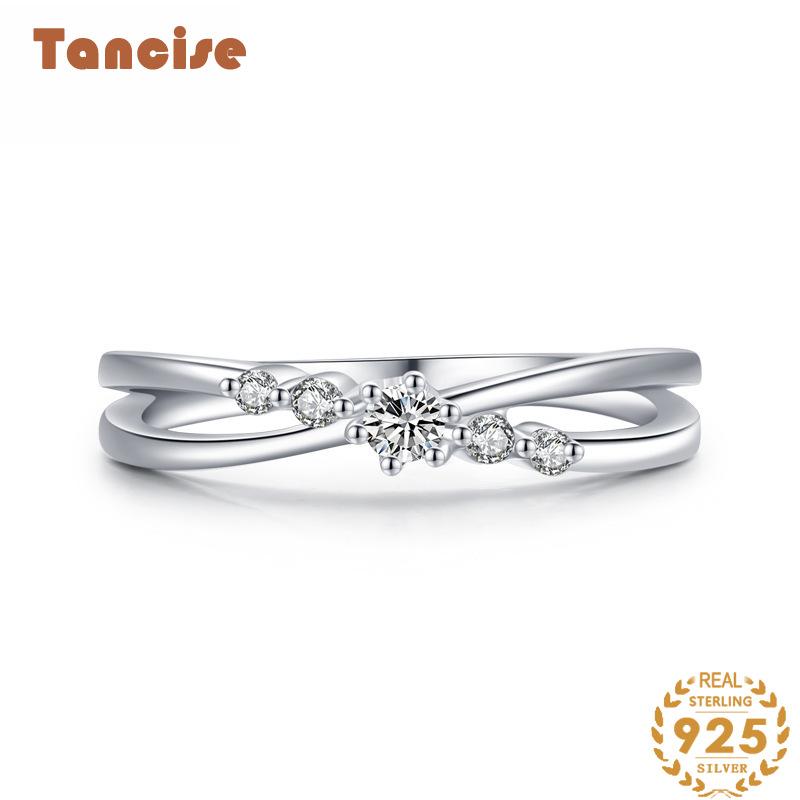 Tancise Classic стерлингового серебра 925 пробы кольцо с цирконом женские ювелирные изделия свадебное обещание вечерние подарок