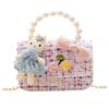 Fashionable Mini Children's Cotton And Linen Bag With Cute Rabbit And Pearl Accessories