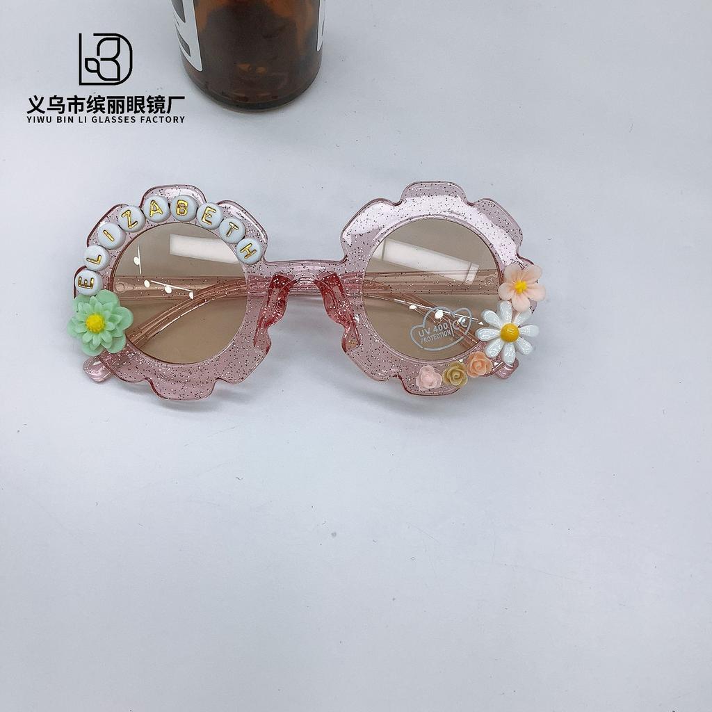 Fashion Children'S Sunglasses Diy Trend Sunscreen Uv Protection Baby Concave Cute Flower Sunglasses