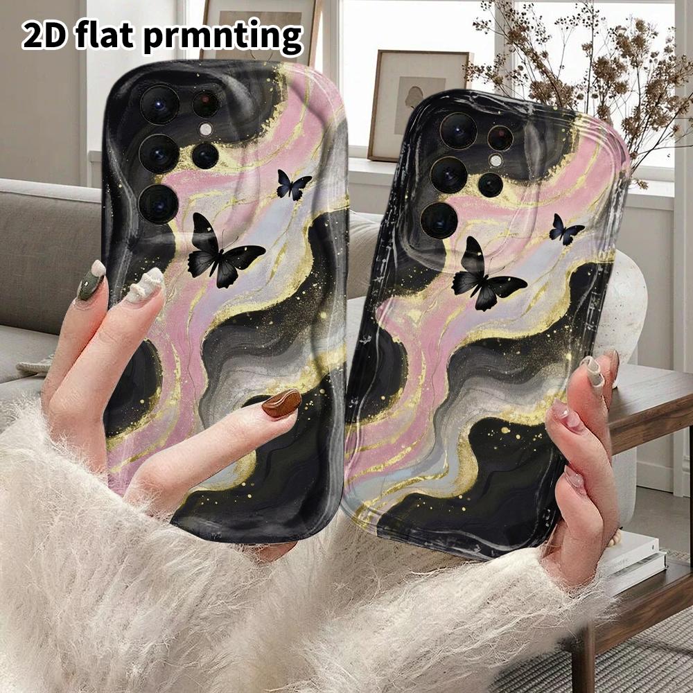 Phone Case: 2D Flat Samsung Galaxy A34 A35 M05 M06 S20 S22 S21 FE Plus 5G Protective Case, Couples Style, Fluid Butterfly, Christmas and Halloween Gif