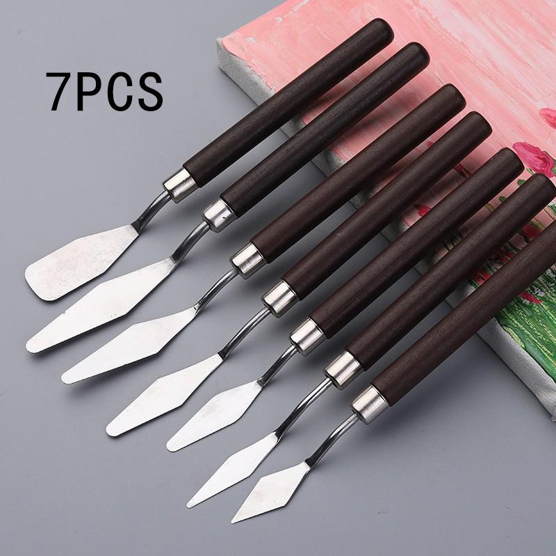 Art Spatula Soft Paint Spatula Oil Painting Spatula Wooden Handle Palette Knife Set Gouache Painting Spatula