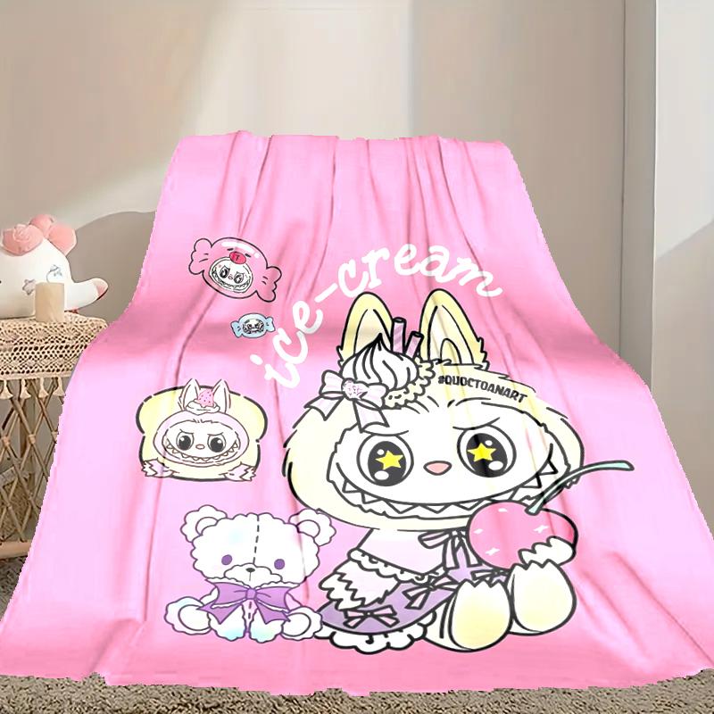 1pc Easy-Care LABUBU Blanket, Perfect for Couch, Bed, Home, Travel & More, Warm & Durable Printed Blanket