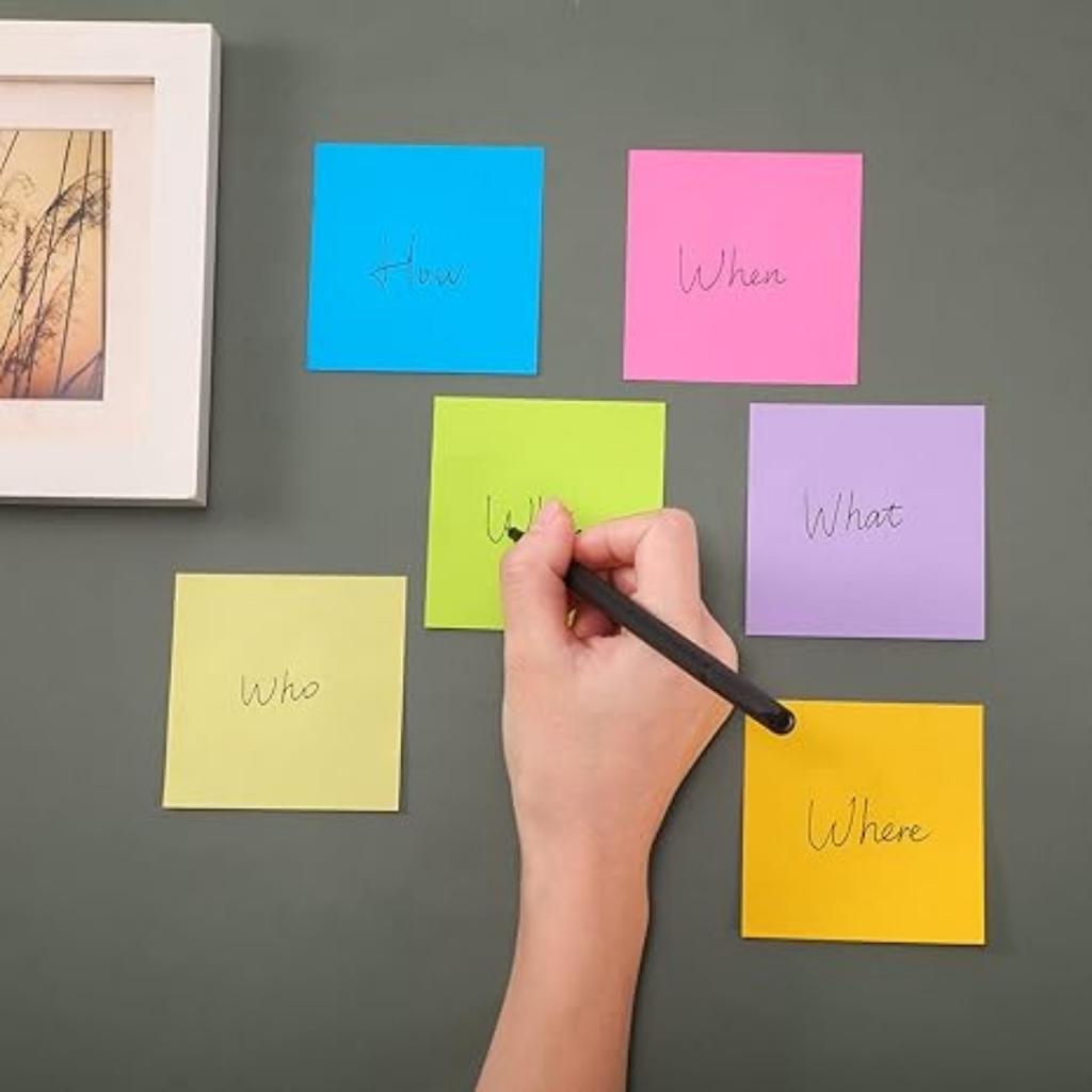 Bright Stick Note Pads 12 Pack 600 Sheets Sticky Notes Adhesive Self Stick Notepad Memo Pads for Office Home School Blank Book Supplies 50 Sheets/Pad