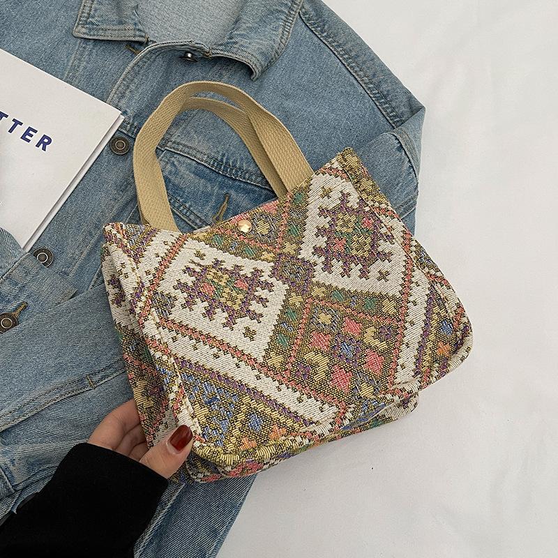 Холщовая сумка-тоут большой вместимости, женская сумка в этническом стиле, сумка для мамы, студенческая сумка через плечо для занятий