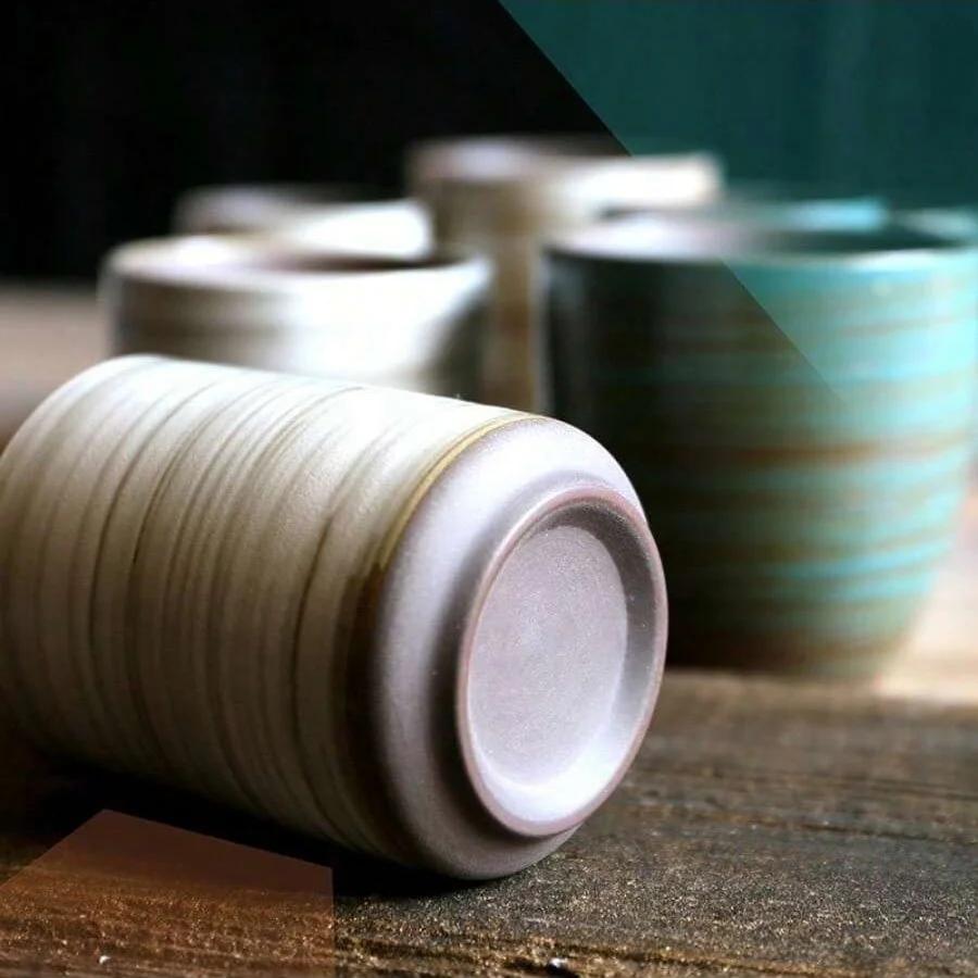 Artisan Hand-Painted Crackle Glaze Stoneware Mug for Coffee Tea, Vintage Chinese Japanese Ceramic Cup - Dishwasher Safe