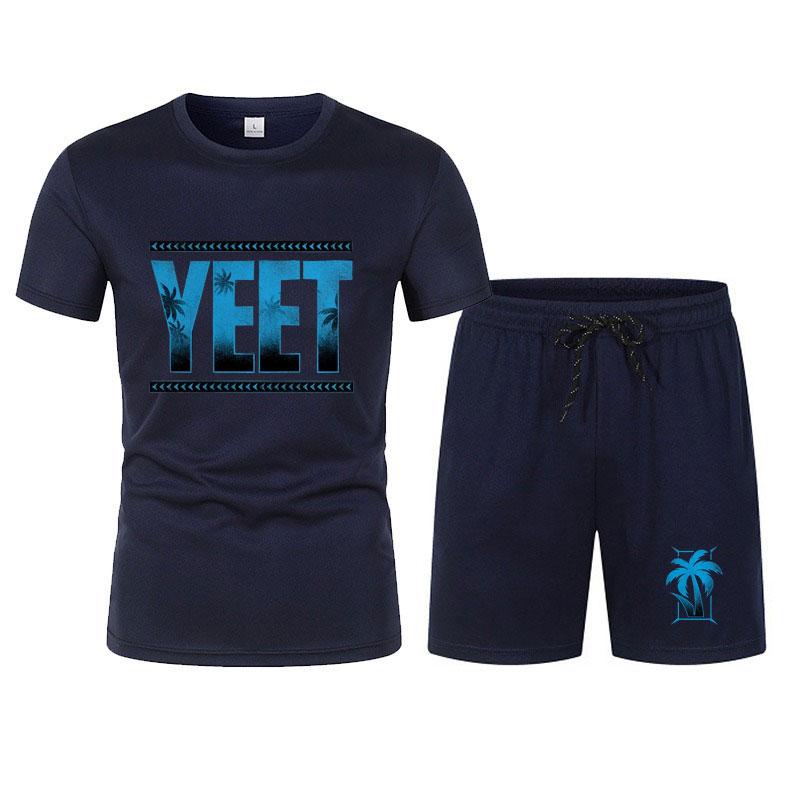 Новые мужские черные футболки и шорты Jey Uso Yeet, летние мужские костюмы с коротким рукавом, новые повседневные комплекты одежды