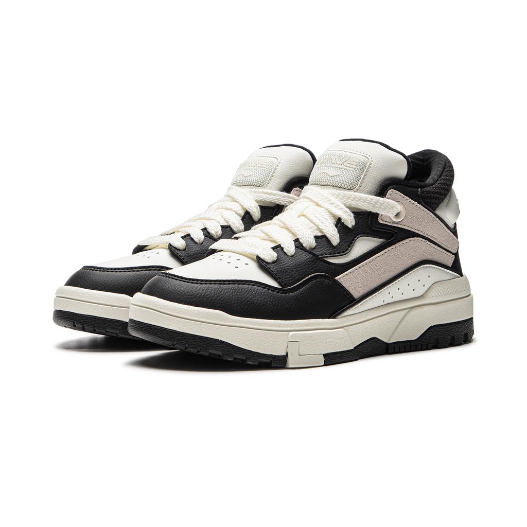 Li Ning We Wo Mid Thick Sole Classic Trendy High Top Sneakers Women Sneakers Black White AGCU156-2
