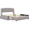 Iris - Solid and Comfortable Bed 160x200 with Base with 4 Drawers Headboard Color GRAY Feet In 4 Cm - 2 X 1