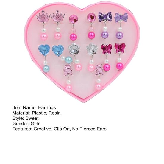 7 пар/кор. искусственный жемчуг, без проколов, безболезненные детские серьги с коробкой для хранения, милый мультфильм