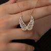 Rose Silver Baguette Stone Angel Wing Necklace Women Sterling Silver Necklace