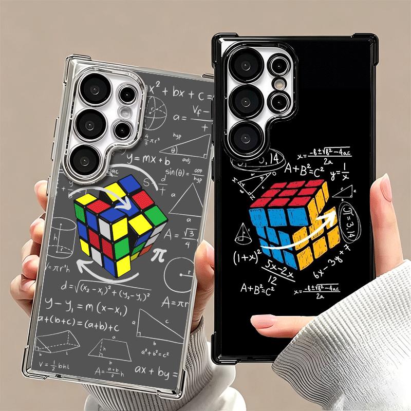 Rubik Cube Formula Spoofs Math Plating Phone Case For Samsung Galaxy S24 S25 FE S26 Edge S23 Ultra S22 S21 Plus S20 Anti-Fall Ai