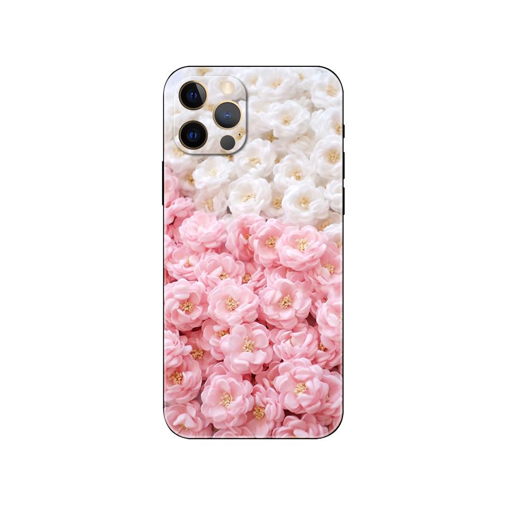 Чехол для телефона Pink Flower Peony для iPhone 5 5s 2020se 6 6s 7 8 plus x 10 XR XS 11 12 13 mini pro MAX черная задняя крышка из ТПУ