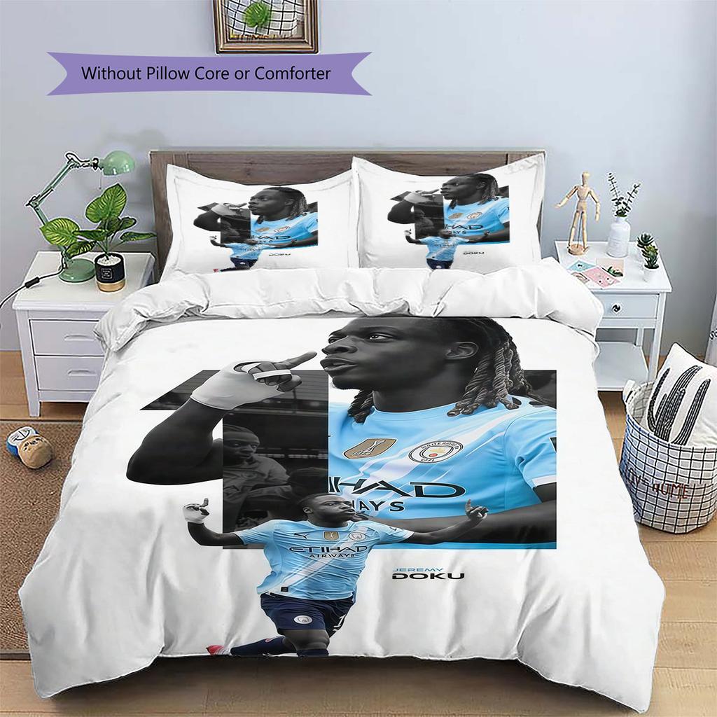 Jeremy Doku Pattern Bedding Home Decoration Birthday Gift ( 1 duvet cover + 2 pillowcase, without core),fan merchandise.