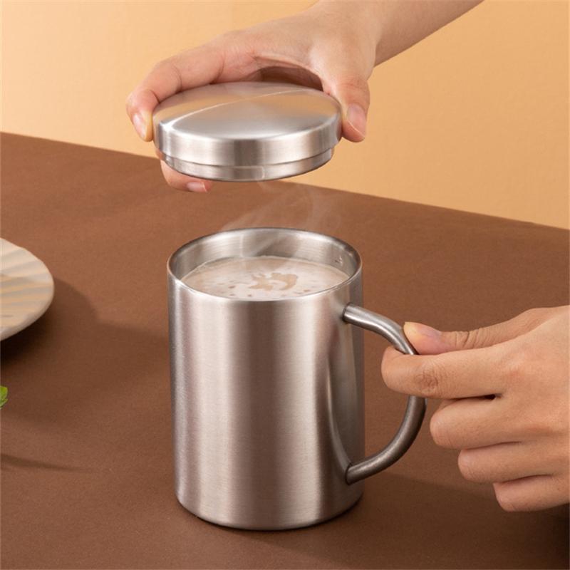 200/300ML Portable Thermal Coffee Mugs with Lid Stainless Steel Outdoor Camping Tumbler Reusable Tea Water Cup Office Drinkware