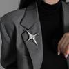 Charm Silver Big Cross Suit Brooches for Women Men Punk Four-pointed Star Pin Hip Hop Rock Party Jewelry Accessories