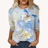 Spring and Autumn Round Neck 3D Flower Pattern Printed Top Fashionable Casual Elegant Long Sleeved Women's T-shirts