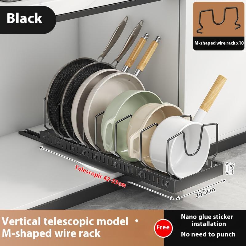 Выдвижной органайзер для кастрюль и сковородок, многофункциональный кухонный выдвижной лоток для хранения, подставка для специй, органайзер для шкафов