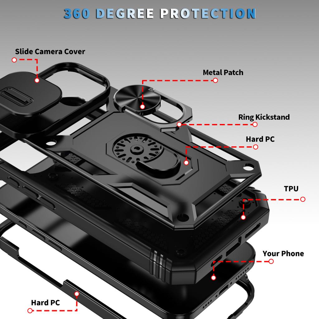 Для iphone17 Чехол-кольцо с подставкой и сдвижной защитой объектива для Iphone 17 Pro Max 17 Air Iphone17 16 Plus Pro 16e Чехлы для iPhone
