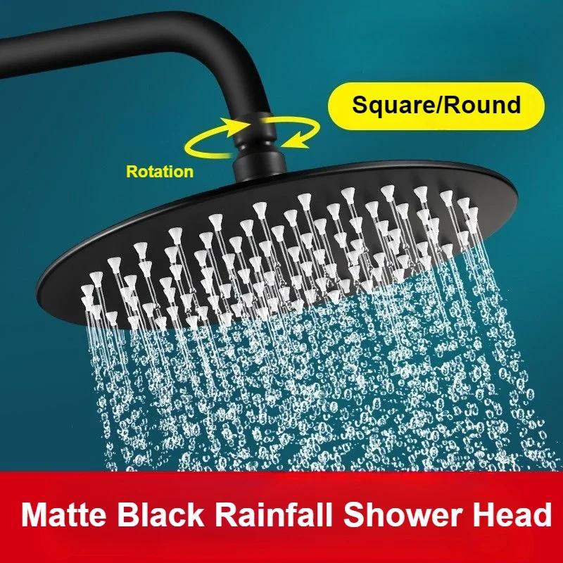 6/8 Дюймовая Черная Лейка для Тропического Душа из Нержавеющей Стали Лейка для Дождя Под Давлением Большая Панель Насадка для Душа Аксессуары для Душа