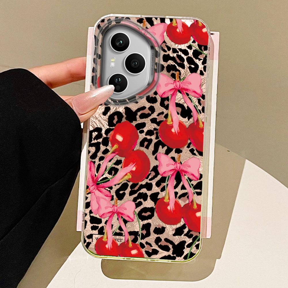 Чехол для телефона с леопардовым принтом и вишнями для Honor 400 200 90 Smart Pro Magic7 6 5 70 Lite X9a X9c X9b X8b X8a X8c X7c X6c X6b X6