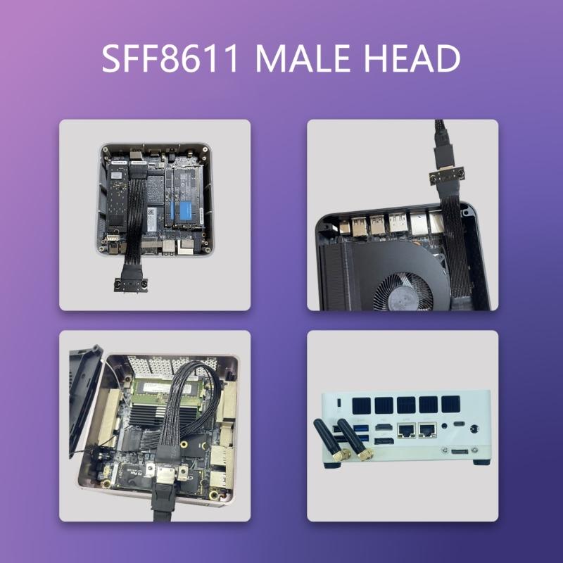 Кабель-удлинитель 64 Гбит/с M.2 на Oculink 4i PCIe4.0 Gen4 Посеребренный кабель для адаптера M.2 на SFF8611