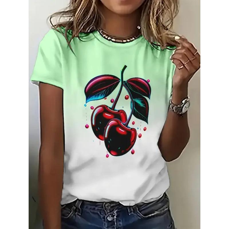 Summer Fruit Themed Printed Simple and Versatile Short Sleeves Women's T-shirts