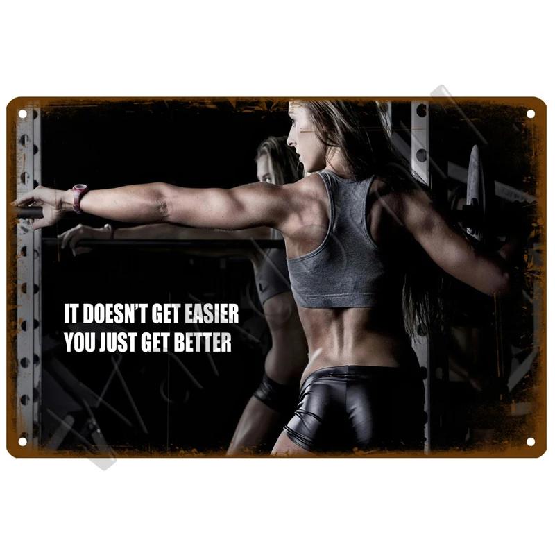 Вывеска для спортзала, металлическая вывеска, винтажный металлический плакат, металлическая табличка для тренировок, настенный декор для мужчин, жестяная вывеска для спортзала в пещере, декоративная тарелка для фитнеса