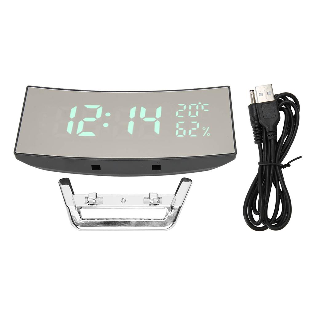 Digital Alarm Clock 1224H Display Mode Smart Light Sensor Curved Screen Dimmable LED Clock for