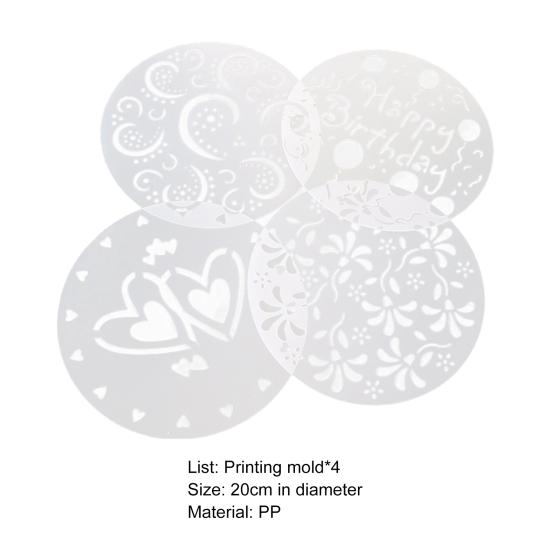 4Pcs Cake Stencils Food Grade High Toughness PP Cake Cookie Stencil Template Molds Baking Supplies for Home