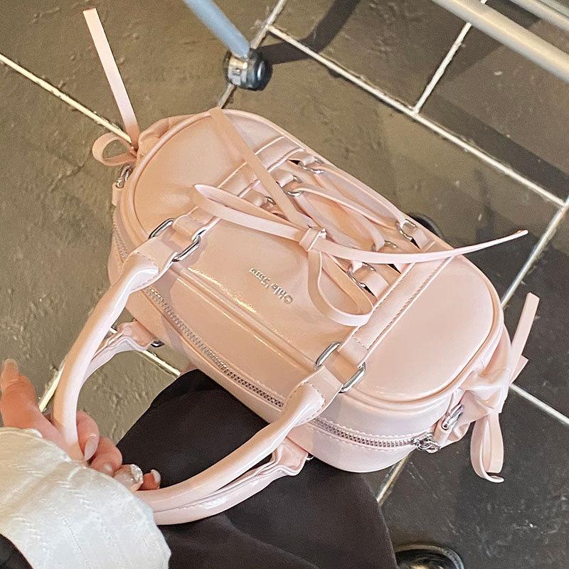 2025 New Simple Ballet Style Lace-up Niche Portable Boston Bag Casual Niche Versatile Foreign Style Messenger Bag