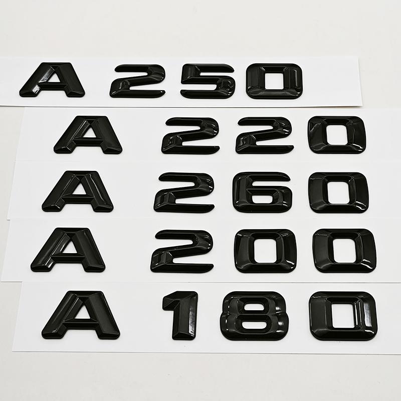 3D ABS Black Car Letters Logo A180 A220 A260 Badge Rear Trunk Emblem Decals For Mercedes Benz A Series A180 A200 A250 A260 W177